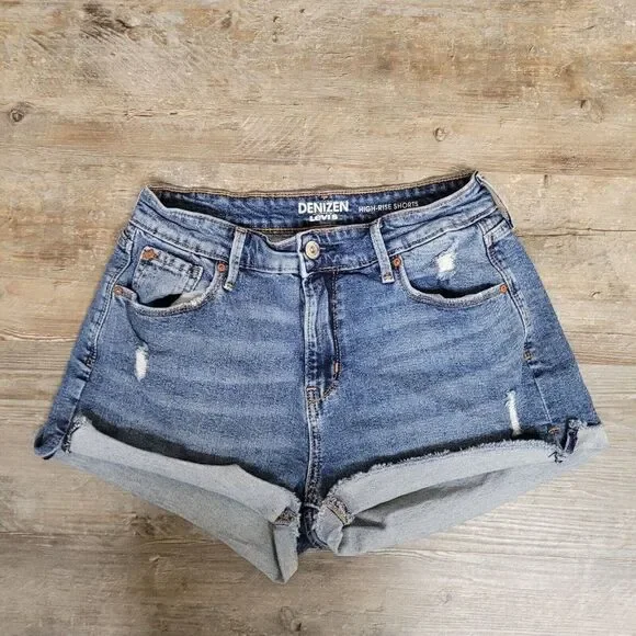 Denizen from Levi's High Rise Shorts Blue‎ Medium Wash Womens Size 2 / 26 Denim - Picture 4 of 14